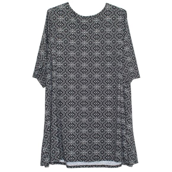 Ellos Womens Dress Shift 3/4 Sleeve Boho Minimalist Coastal Black White 5X IC - Picture 2 of 5